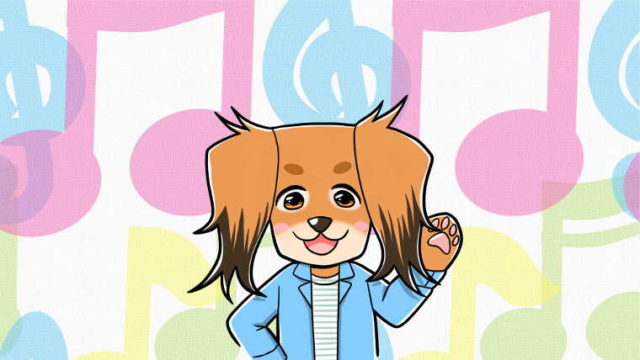 音楽について話す犬