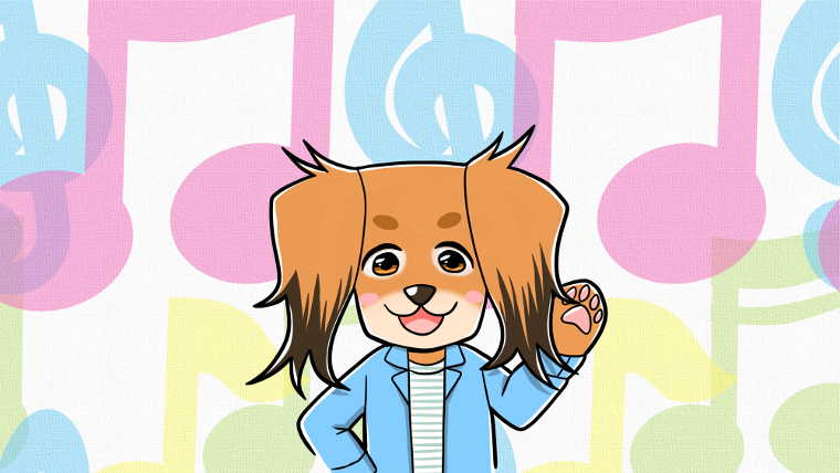音楽について話す犬