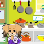 キッチンでアレクサを使う女の子